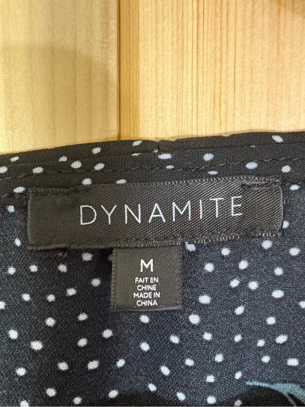 Dynamite Black Floral Polka Dot Ruffle Faux Wrap Blouse Medium Dark Feminine - Picture 5 of 12